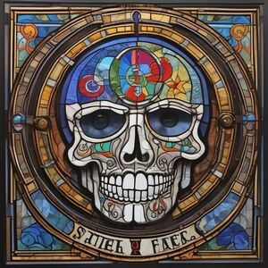Colorful Stained Glass Skull Print